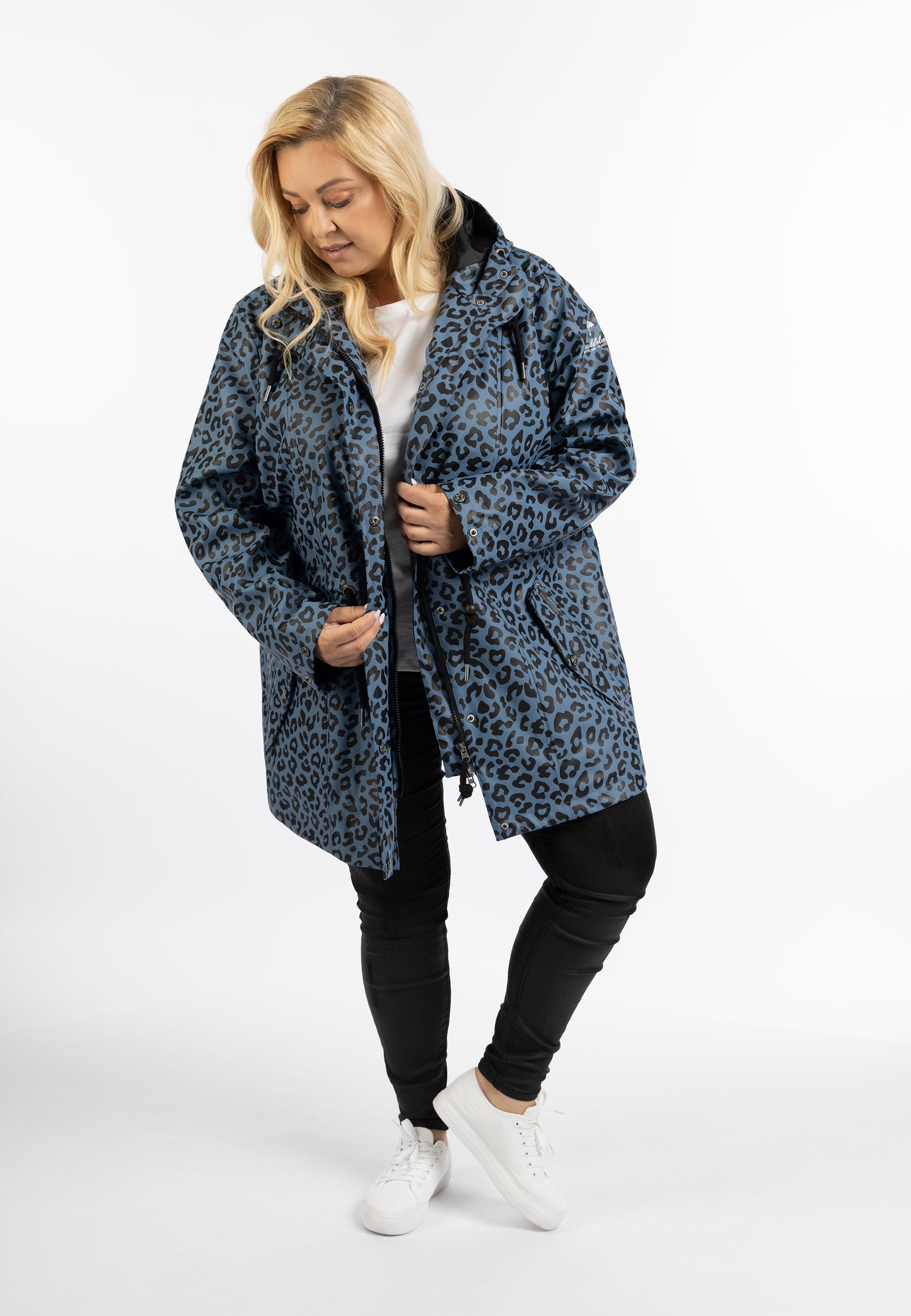 Plus Size Regenmantel mit Leoprint