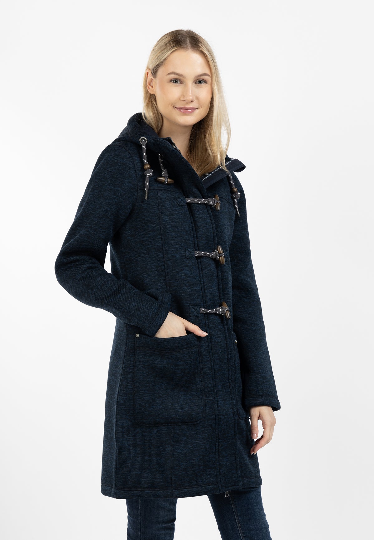 Schmuddelwedda Damen-Strickfleece-Dufflemantel
