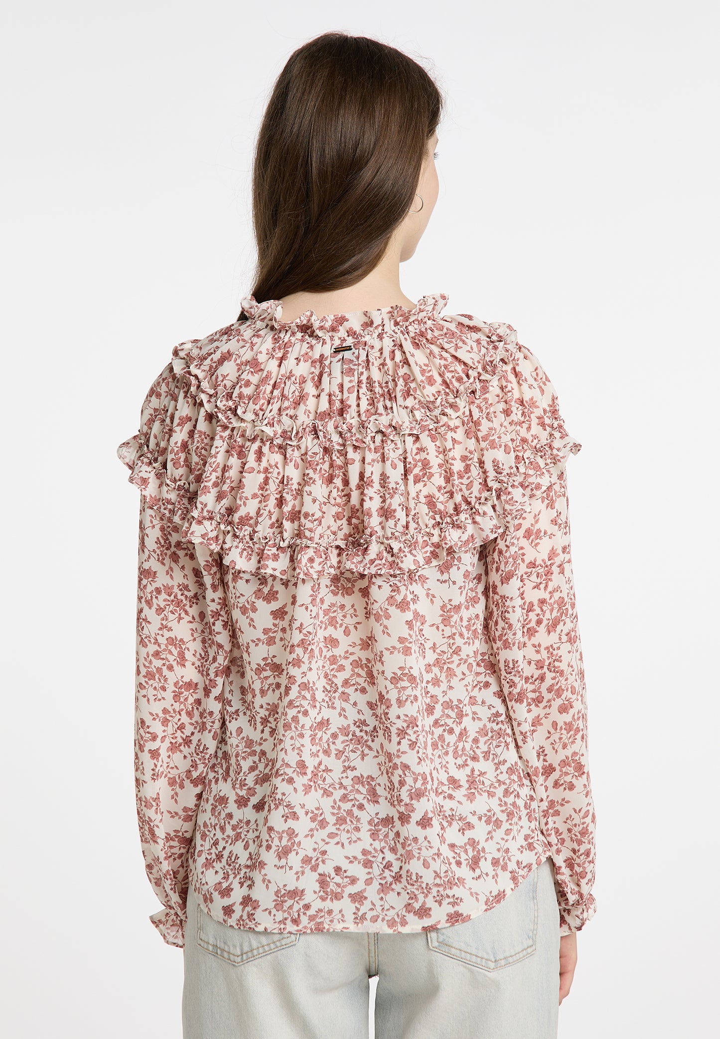 DreiMaster Vintage Damen-Rüschenbluse