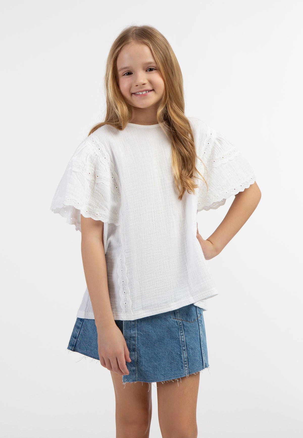 DreiMaster Girls' Blusenshirt mit Spitze