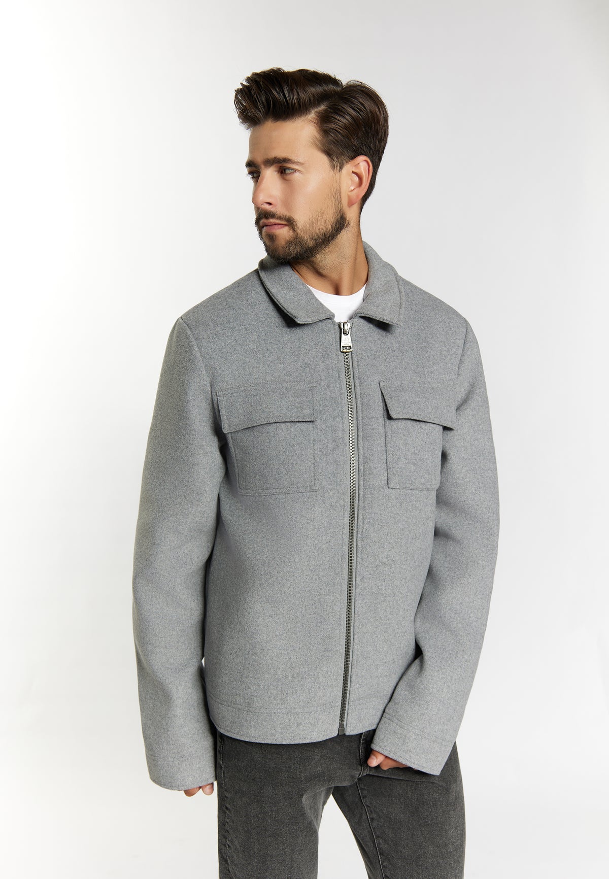 DreiMaster Vintage Men's Übergangsjacke aus Wollgemisch incus