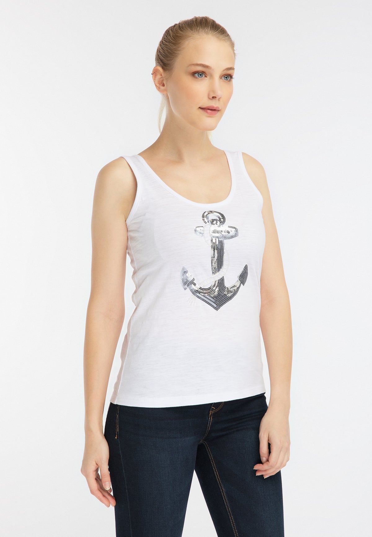 DreiMaster Maritim Women's Sommertop mit Paillettenmotiv