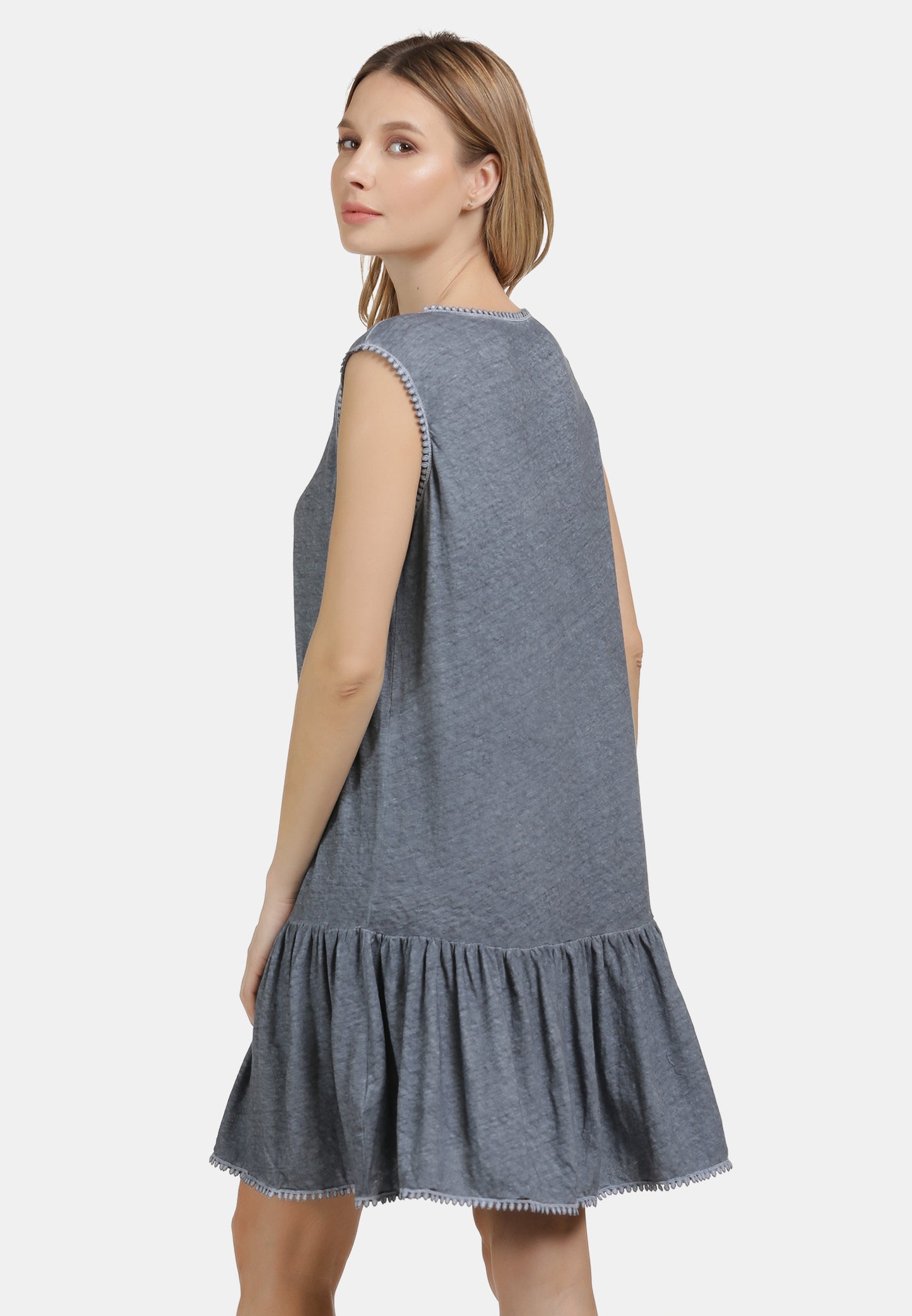 DreiMaster Vintage Damen-Leinenkleid