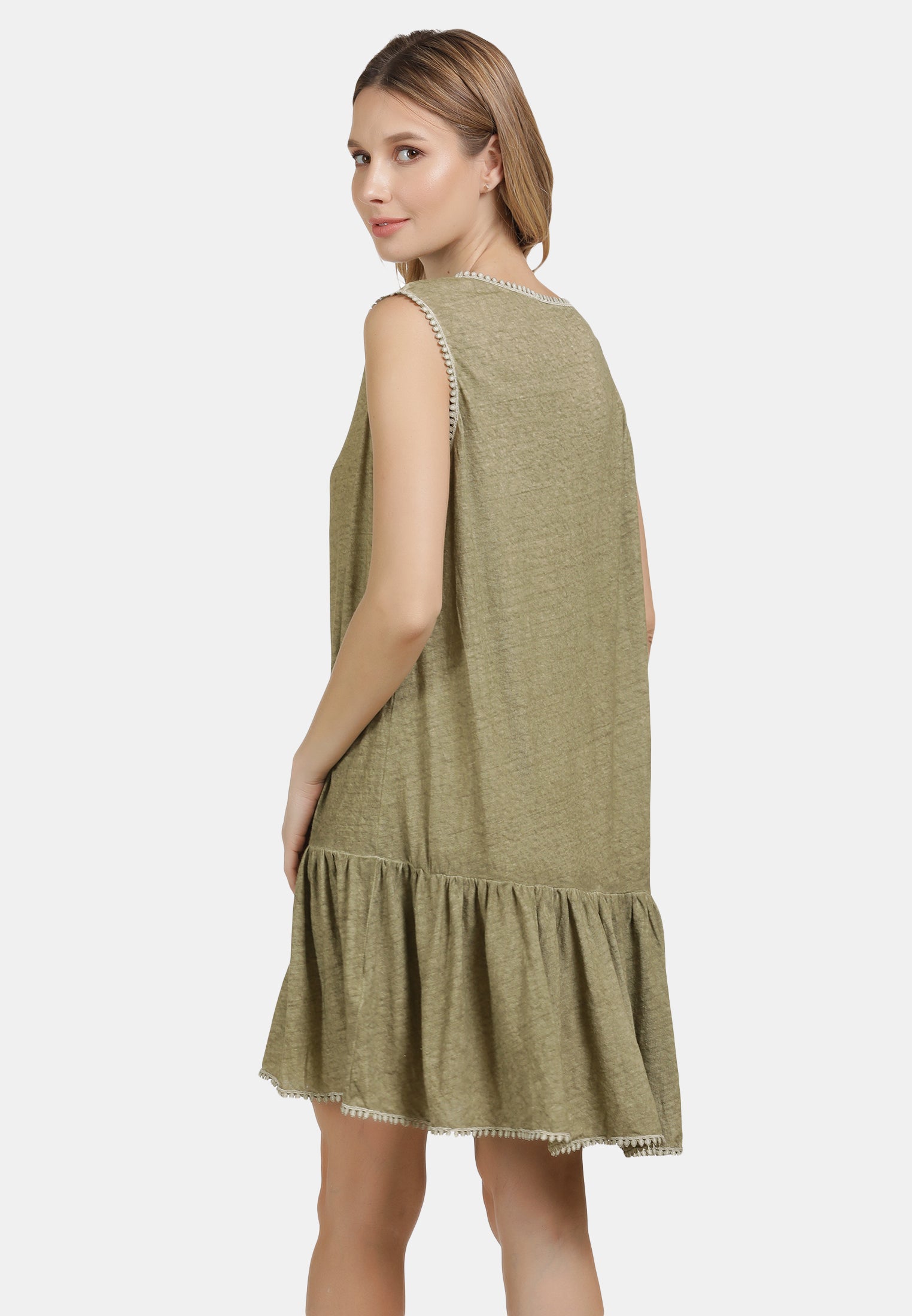 DreiMaster Vintage Damen-Leinenkleid