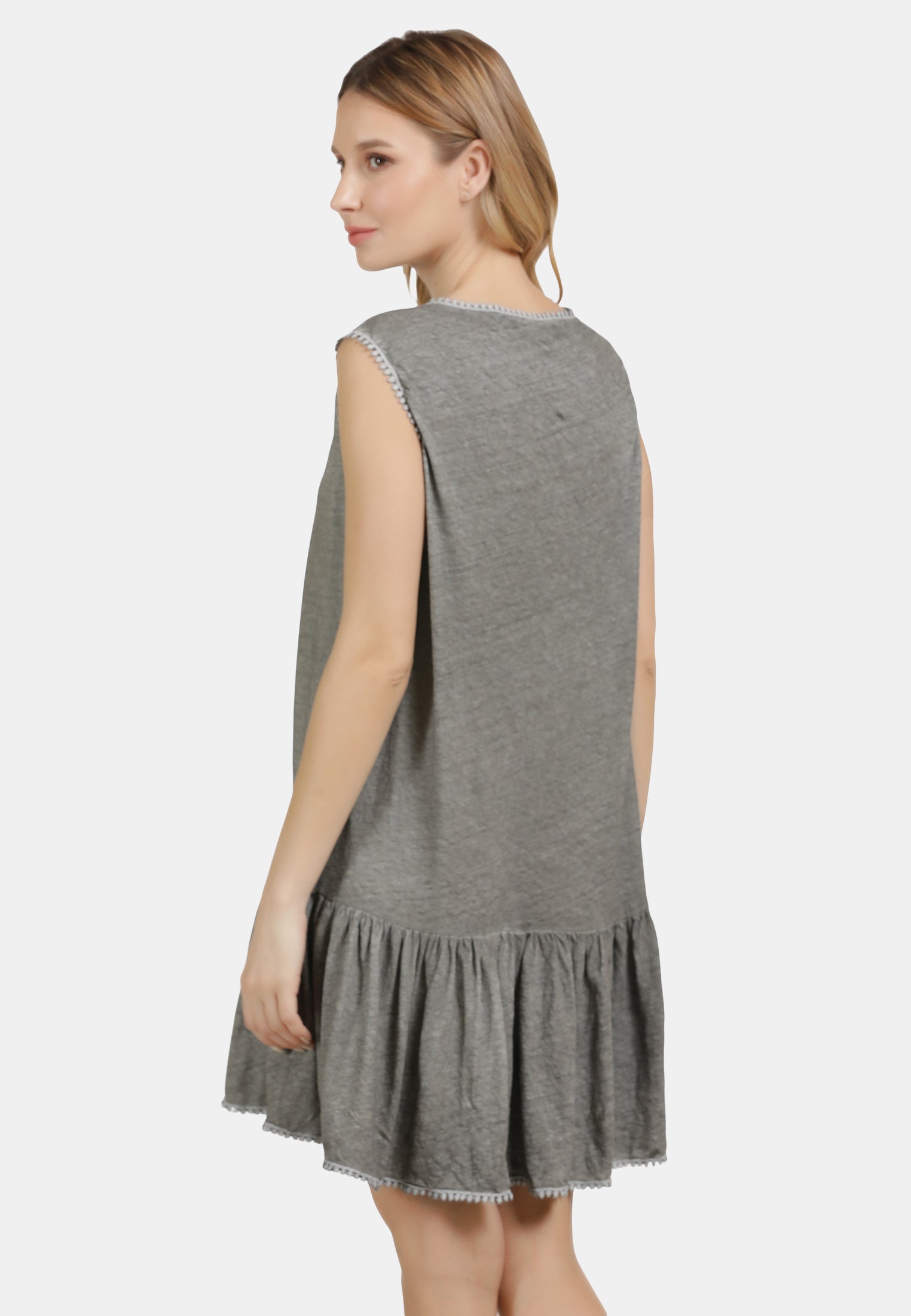 DreiMaster Vintage Damen-Leinenkleid