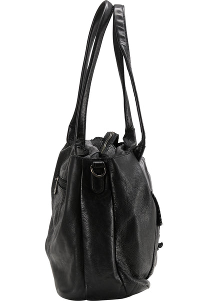 DreiMaster Vintage Damen Leder-Schultertasche