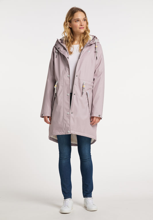 Schmuddelwedda Damen-Regenmantel mit Teddyfutter