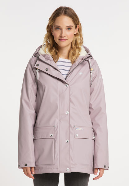 Schmuddelwedda Damen-Regenjacke mit Teddyfutter