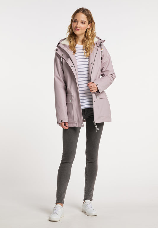 Schmuddelwedda Damen-Regenjacke mit Teddyfutter