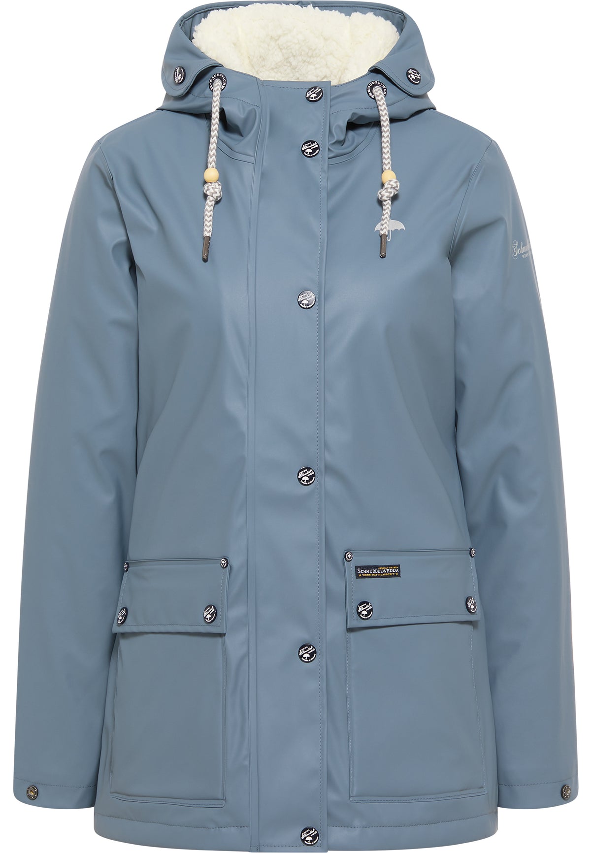 Schmuddelwedda Damen-Regenjacke mit Teddyfutter