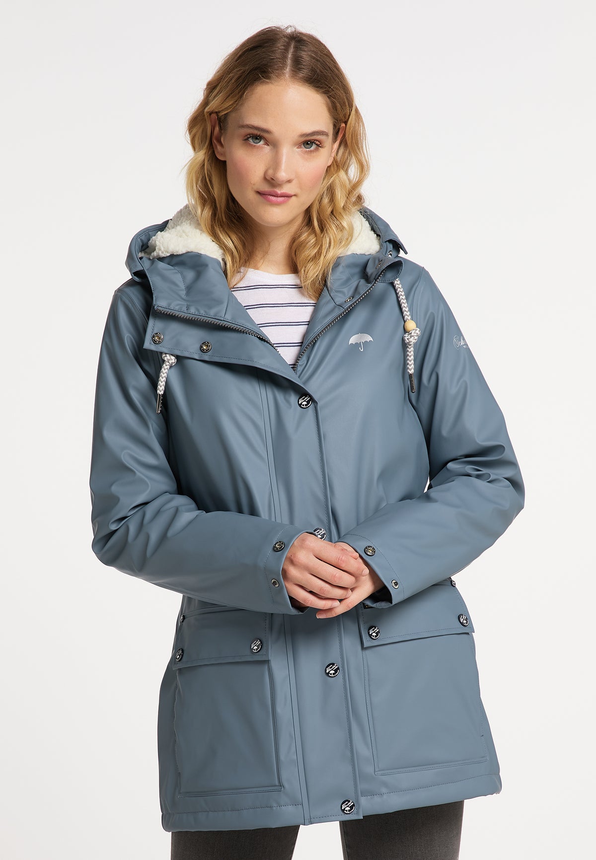 Schmuddelwedda Damen-Regenjacke mit Teddyfutter
