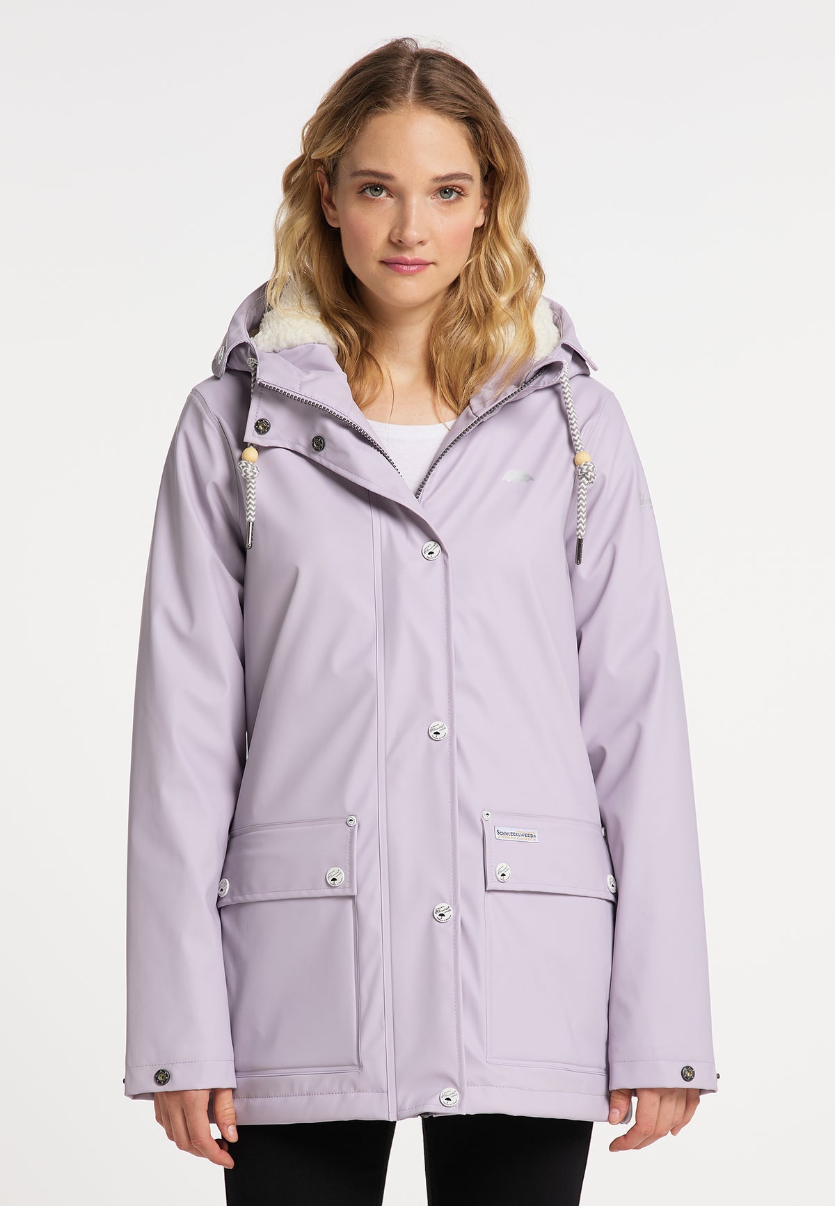 Schmuddelwedda Damen-Regenjacke mit Teddyfutter