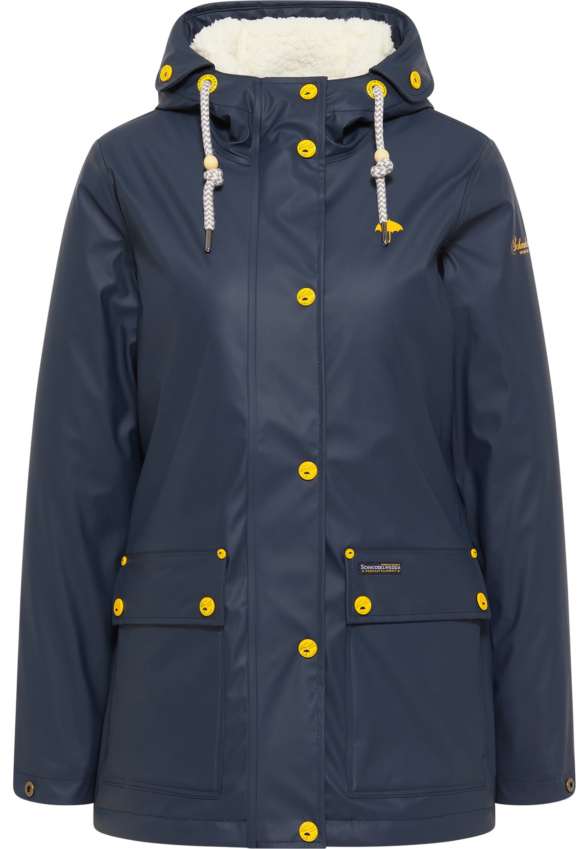 Schmuddelwedda Damen-Regenjacke mit Teddyfutter