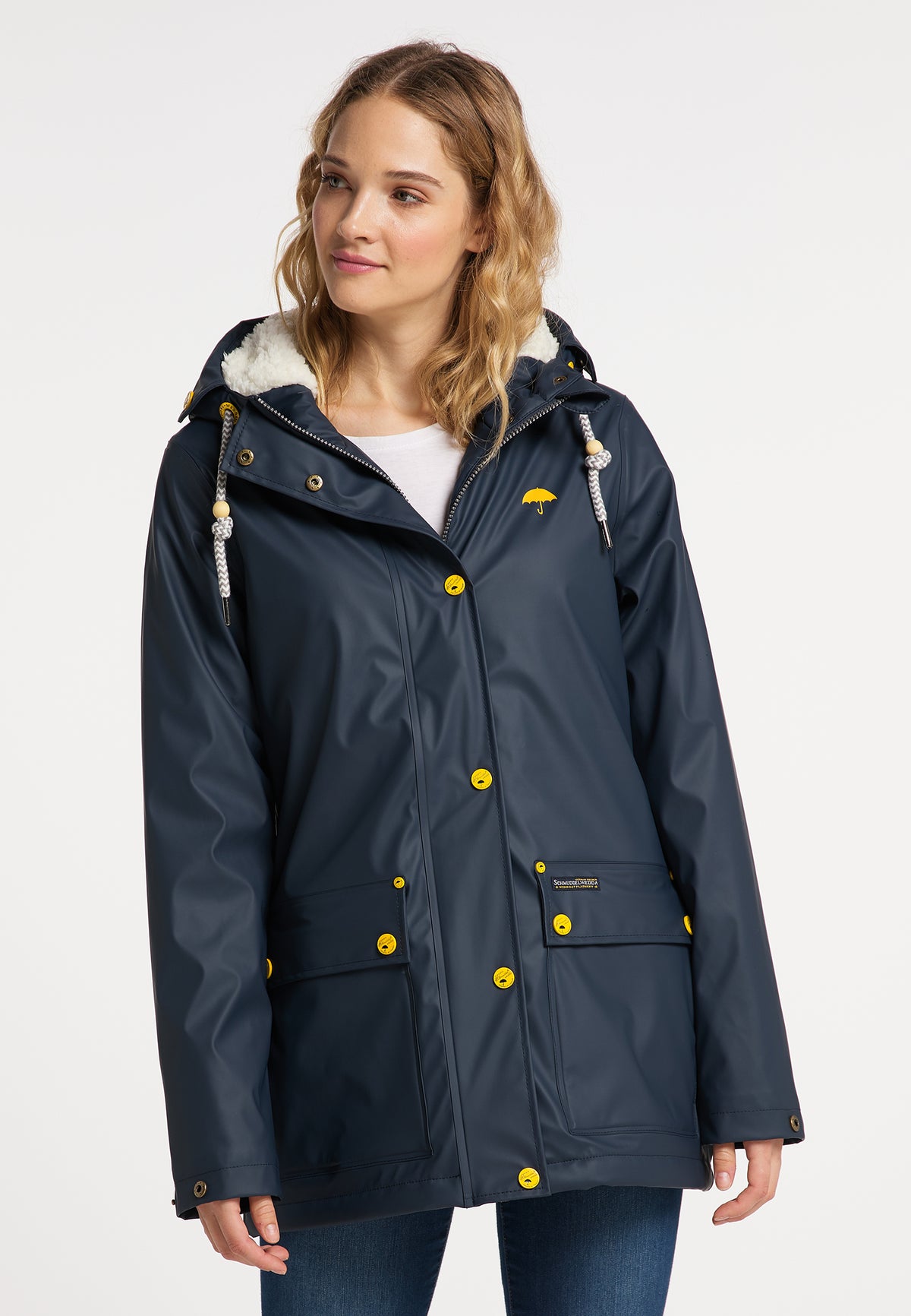 Schmuddelwedda Damen-Regenjacke mit Teddyfutter