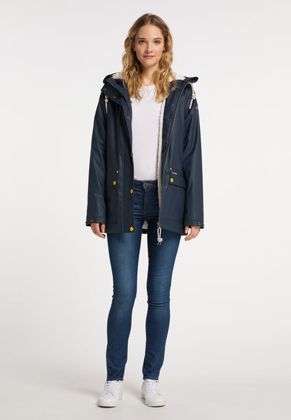 Schmuddelwedda Damen-Regenjacke mit Teddyfutter