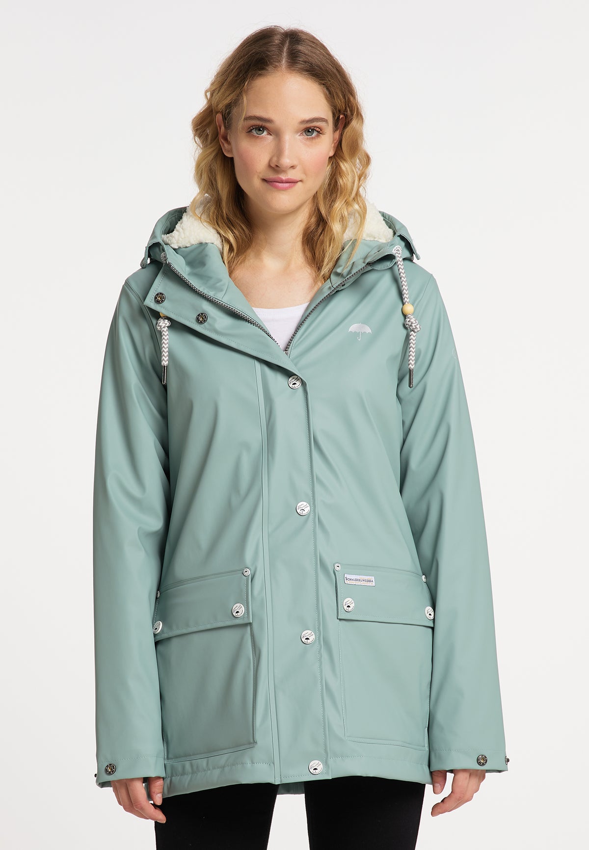 Schmuddelwedda Damen-Regenjacke mit Teddyfutter