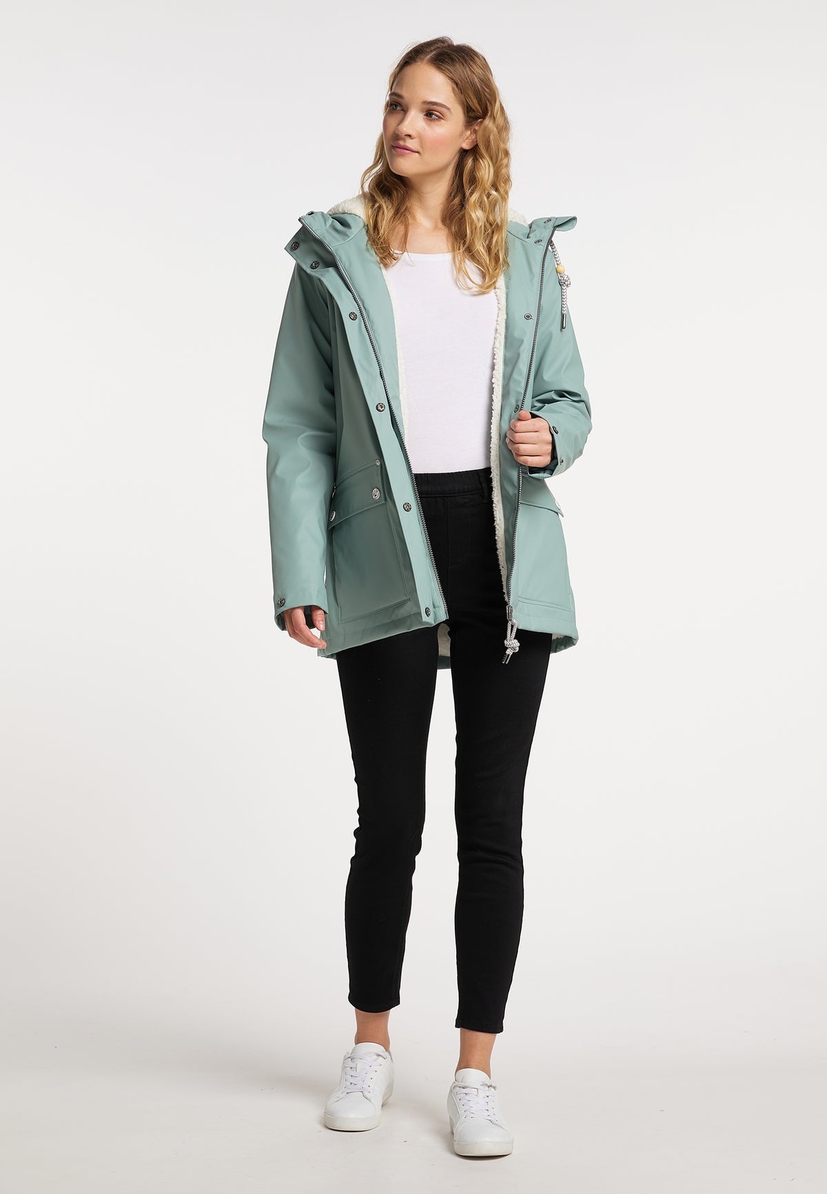Schmuddelwedda Damen-Regenjacke mit Teddyfutter