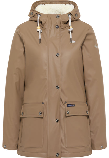 Schmuddelwedda Damen-Regenjacke mit Teddyfutter