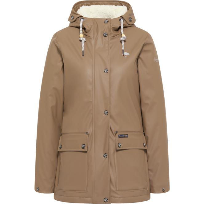 Schmuddelwedda Damen-Regenjacke mit Teddyfutter