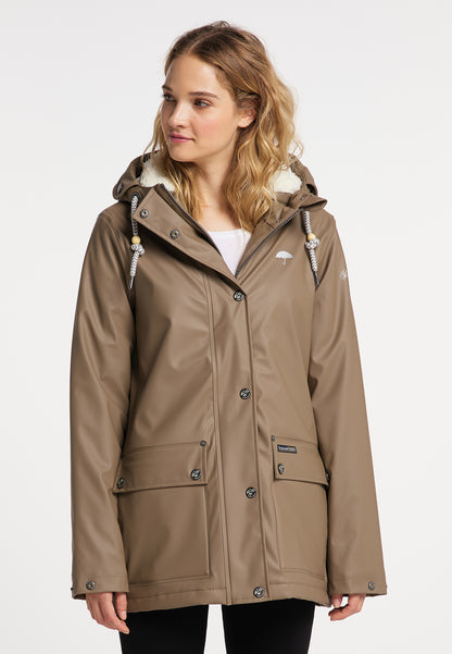 Schmuddelwedda Damen-Regenjacke mit Teddyfutter