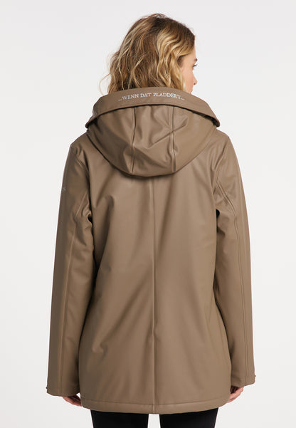 Schmuddelwedda Damen-Regenjacke mit Teddyfutter