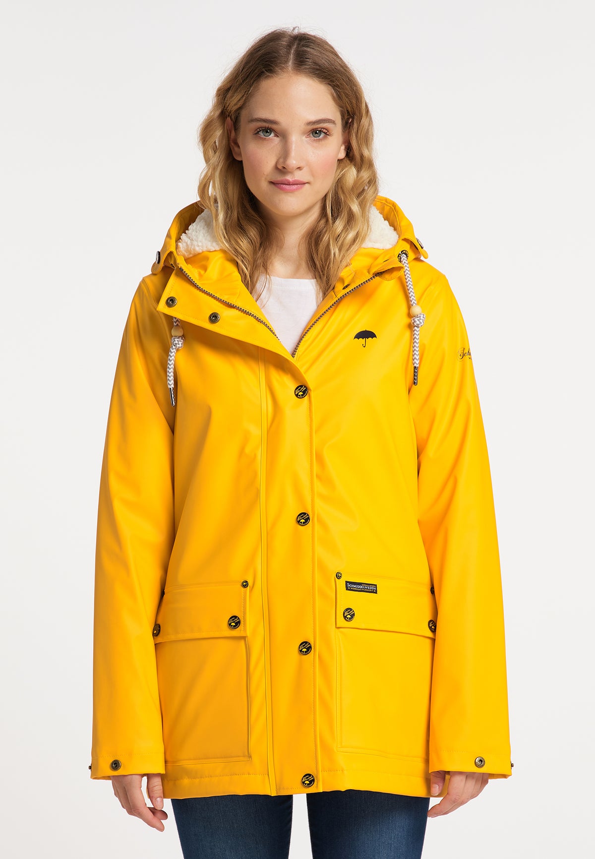 Schmuddelwedda Damen-Regenjacke mit Teddyfutter