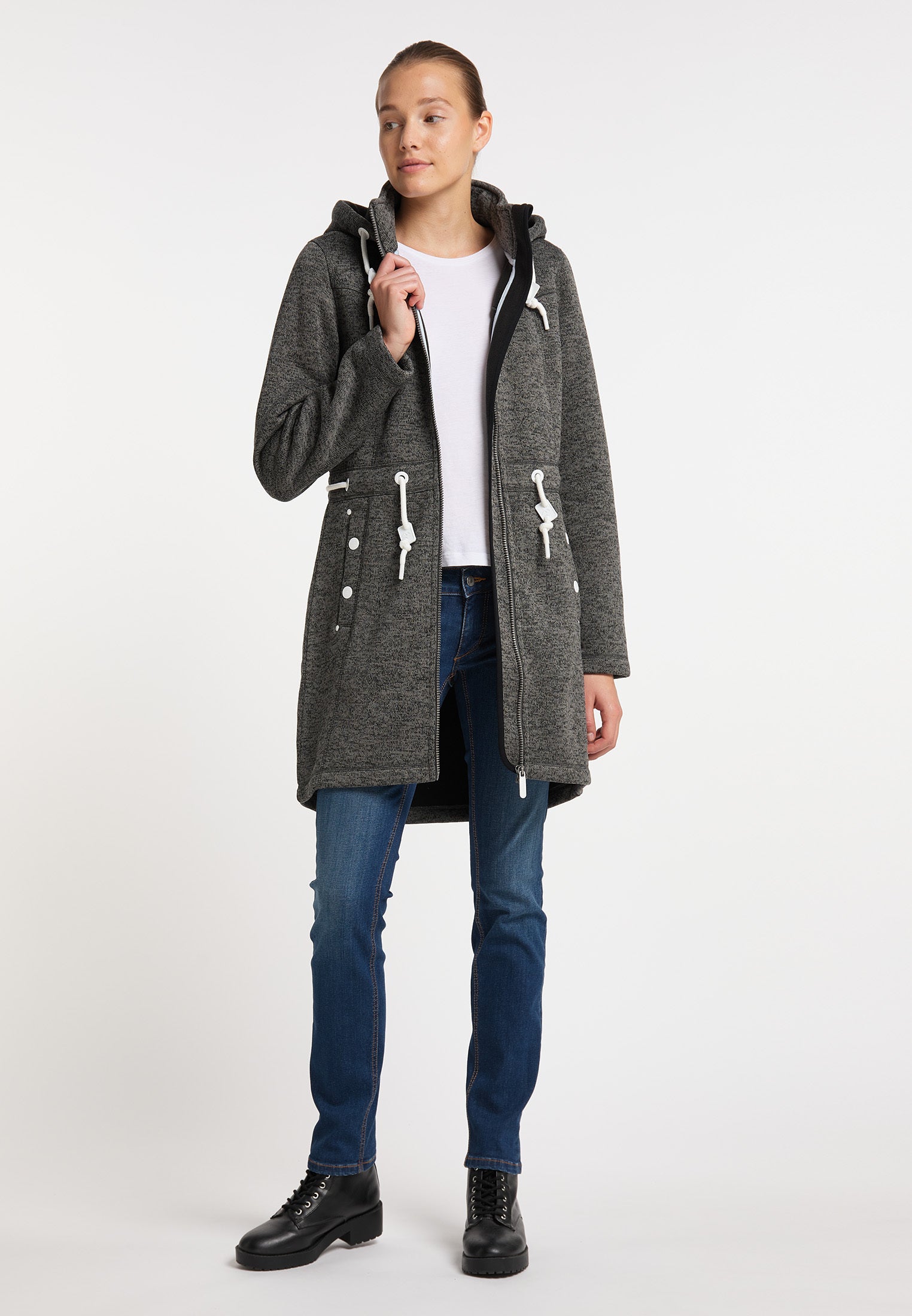 ICEBOUND Damen Strick-Fleece-Mantel