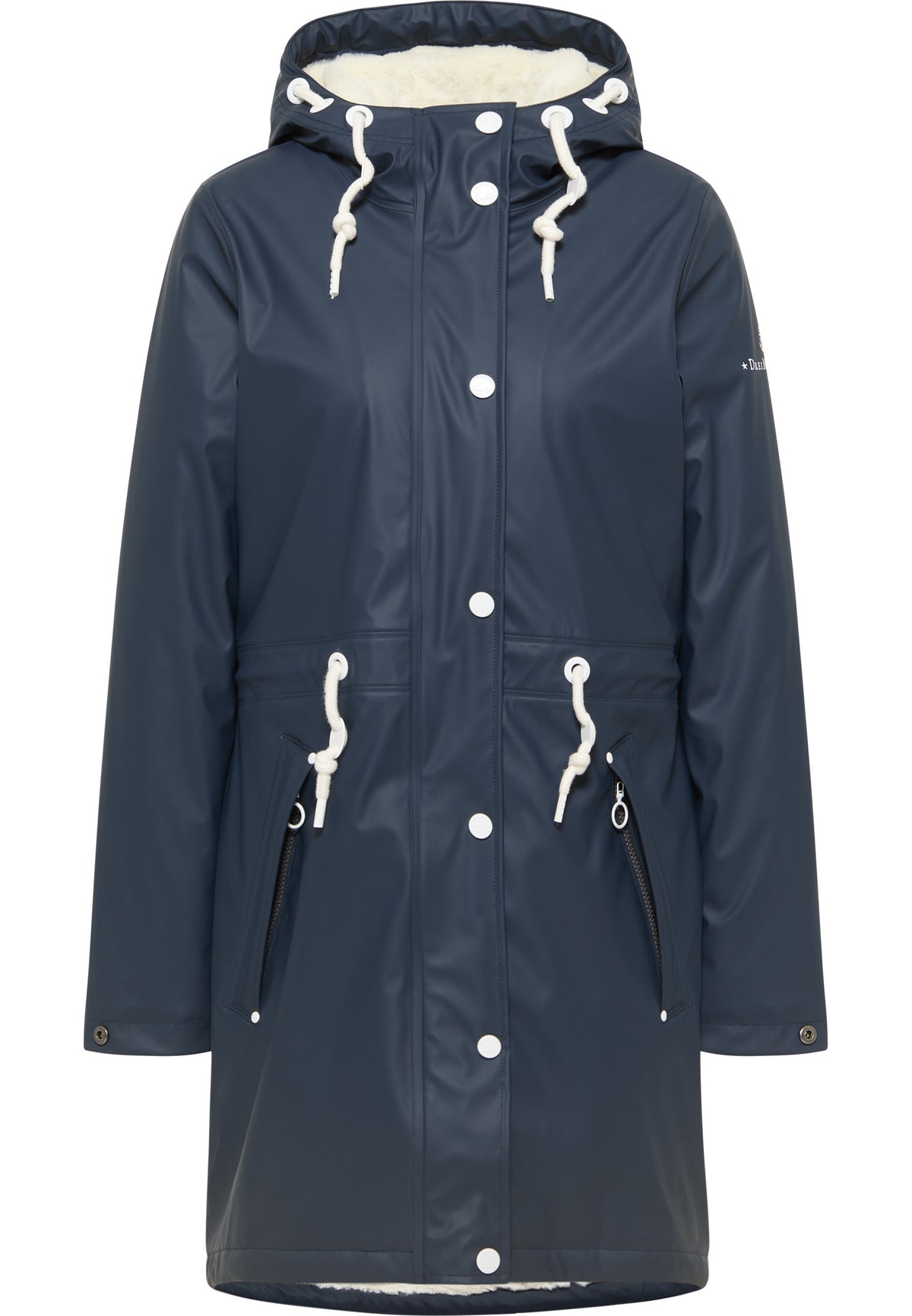 DreiMaster Maritim Women's Regenmantel mit Faux Fur Innenfutter