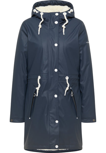 DreiMaster Maritim Women's Regenmantel mit Faux Fur Innenfutter