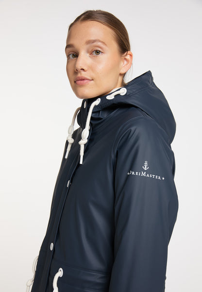 DreiMaster Maritim Women's Regenmantel mit Faux Fur Innenfutter