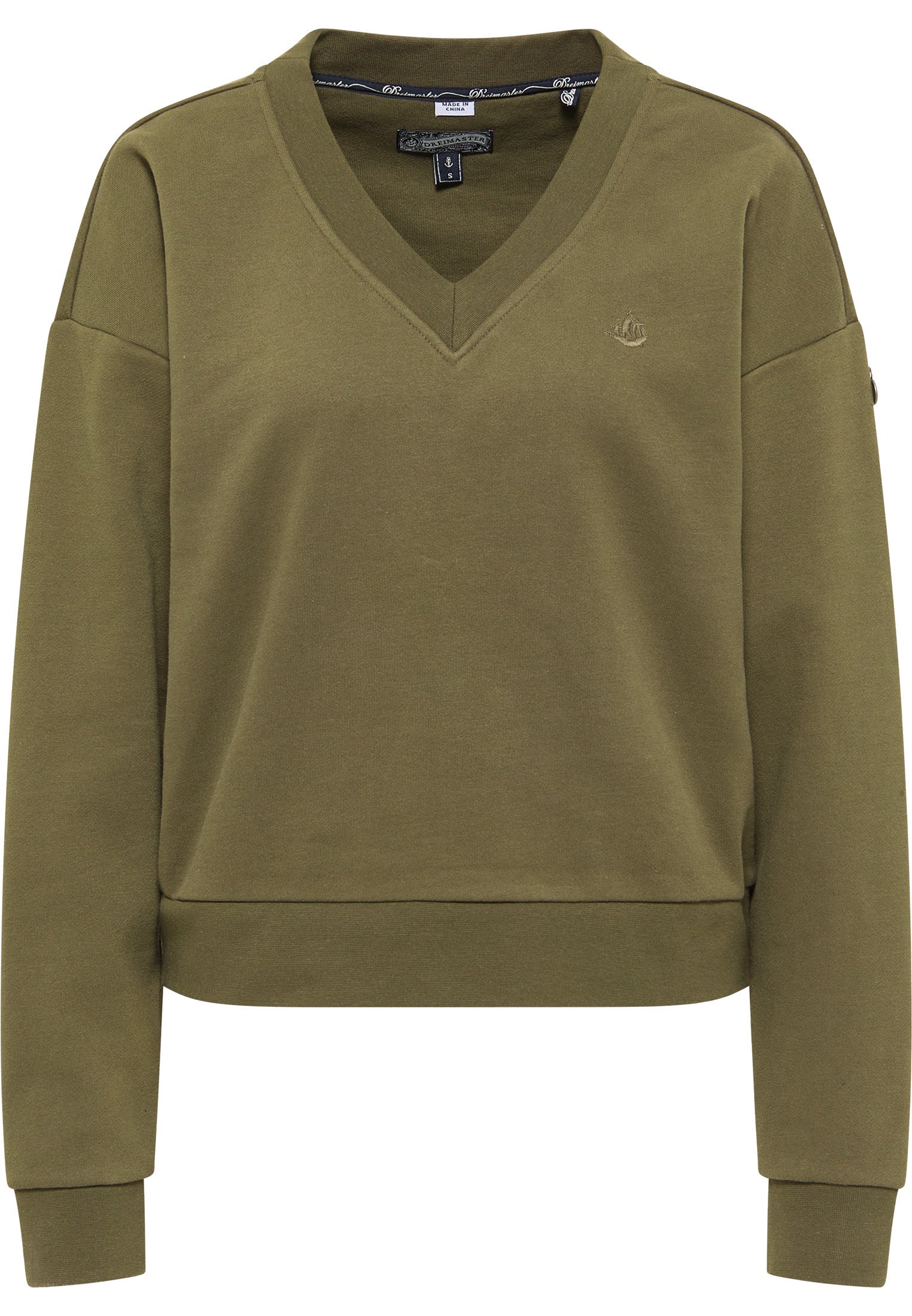 DreiMaster Vintage Damen Sweatshirt mit V-Ausschnitt