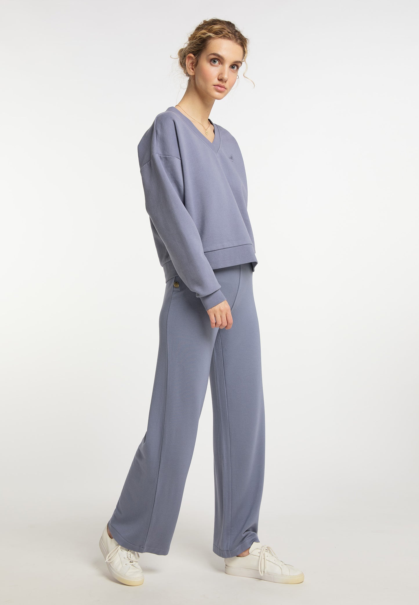 DreiMaster Vintage Damen Sweatshirt mit V-Ausschnitt