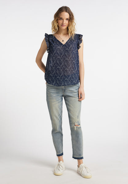 DreiMaster Vintage Damen-Kurzarmbluse