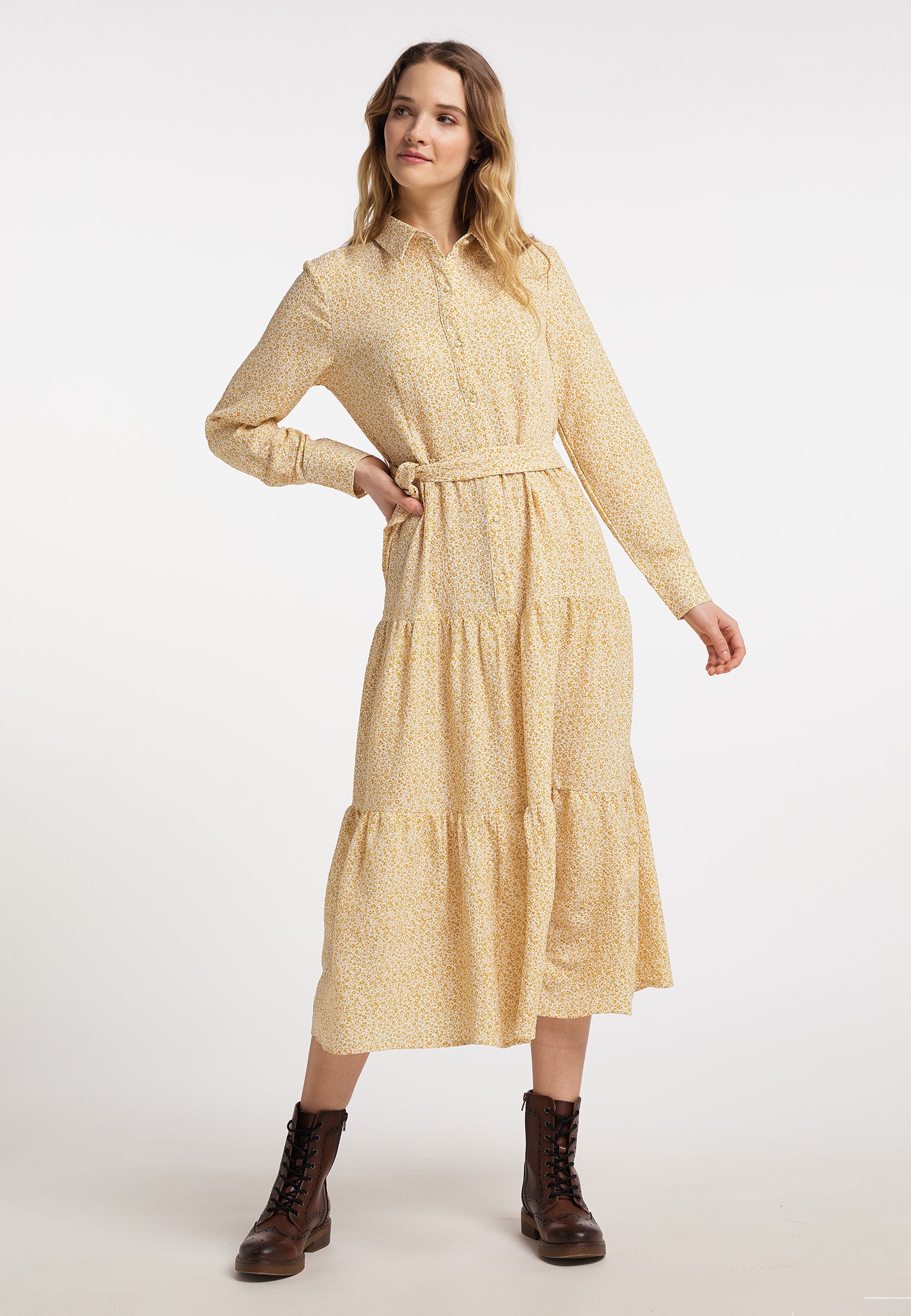 DreiMaster Vintage Damen Maxikleid mit Blumenmuster