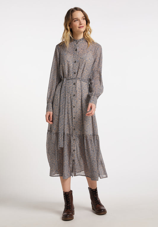 DreiMaster Vintage Damen-Maxikleid mit Allover-Print