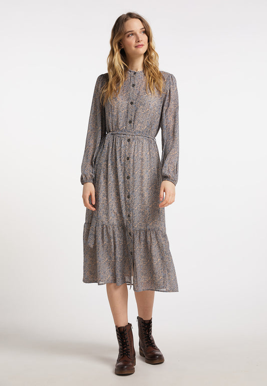 DreiMaster Vintage Damen-Maxikleid mit Allover-Print