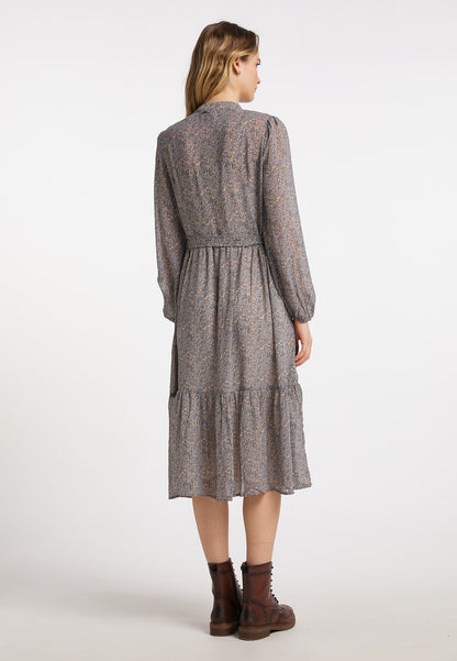 DreiMaster Vintage Damen-Maxikleid mit Allover-Print