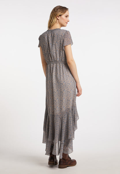 DreiMaster Vintage Damen-Maxikleid mit Allover-Print