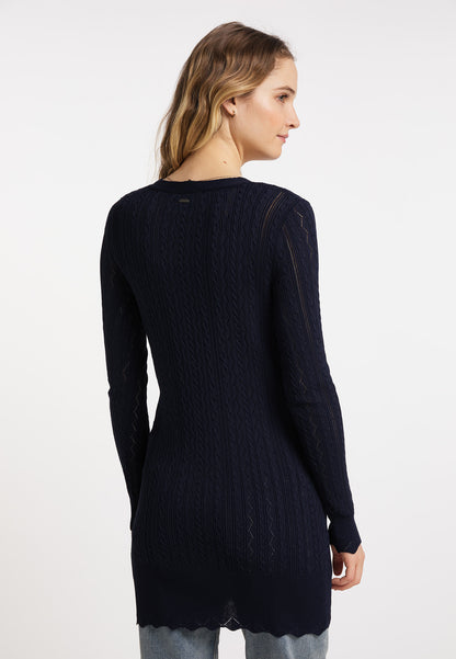 DreiMaster Vintage Damen-Langstrickjacke aus Ajourstrick