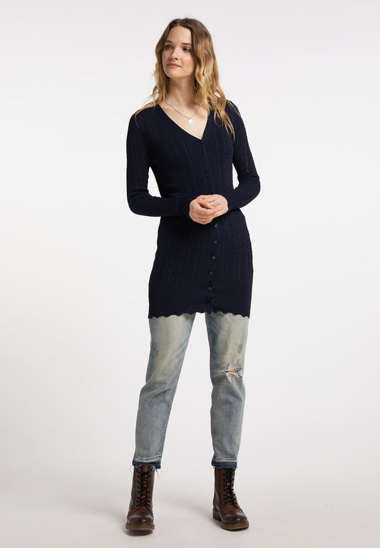 DreiMaster Vintage Women's Long Cardigan aus Ajourstrick
