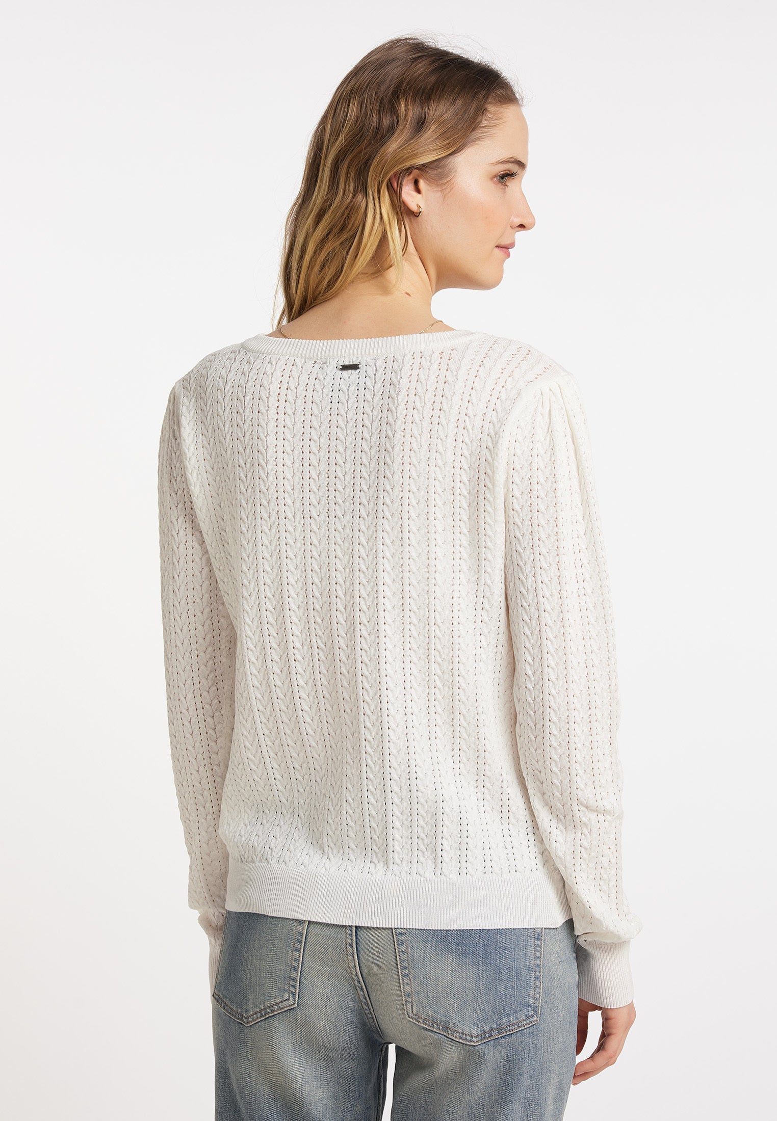 DreiMaster Vintage damski ażurowy sweter rozpinany