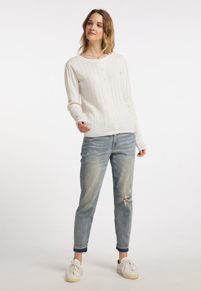 DreiMaster Vintage damski ażurowy sweter rozpinany