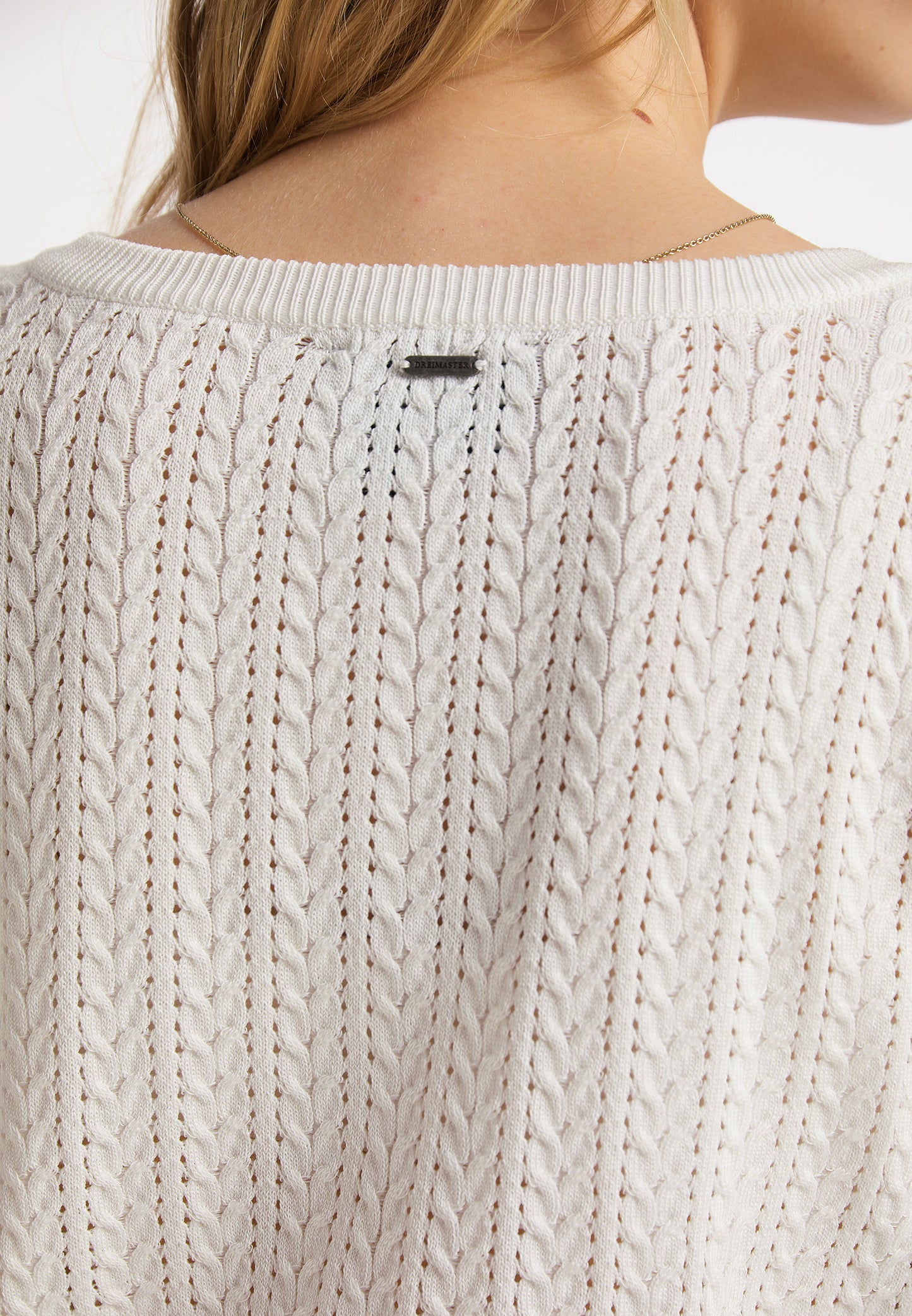 DreiMaster Vintage damski ażurowy sweter rozpinany