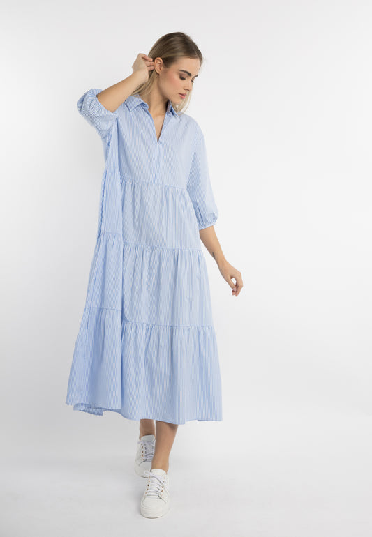 DreiMaster Maritim Damen-Gestreiftes Maxikleid