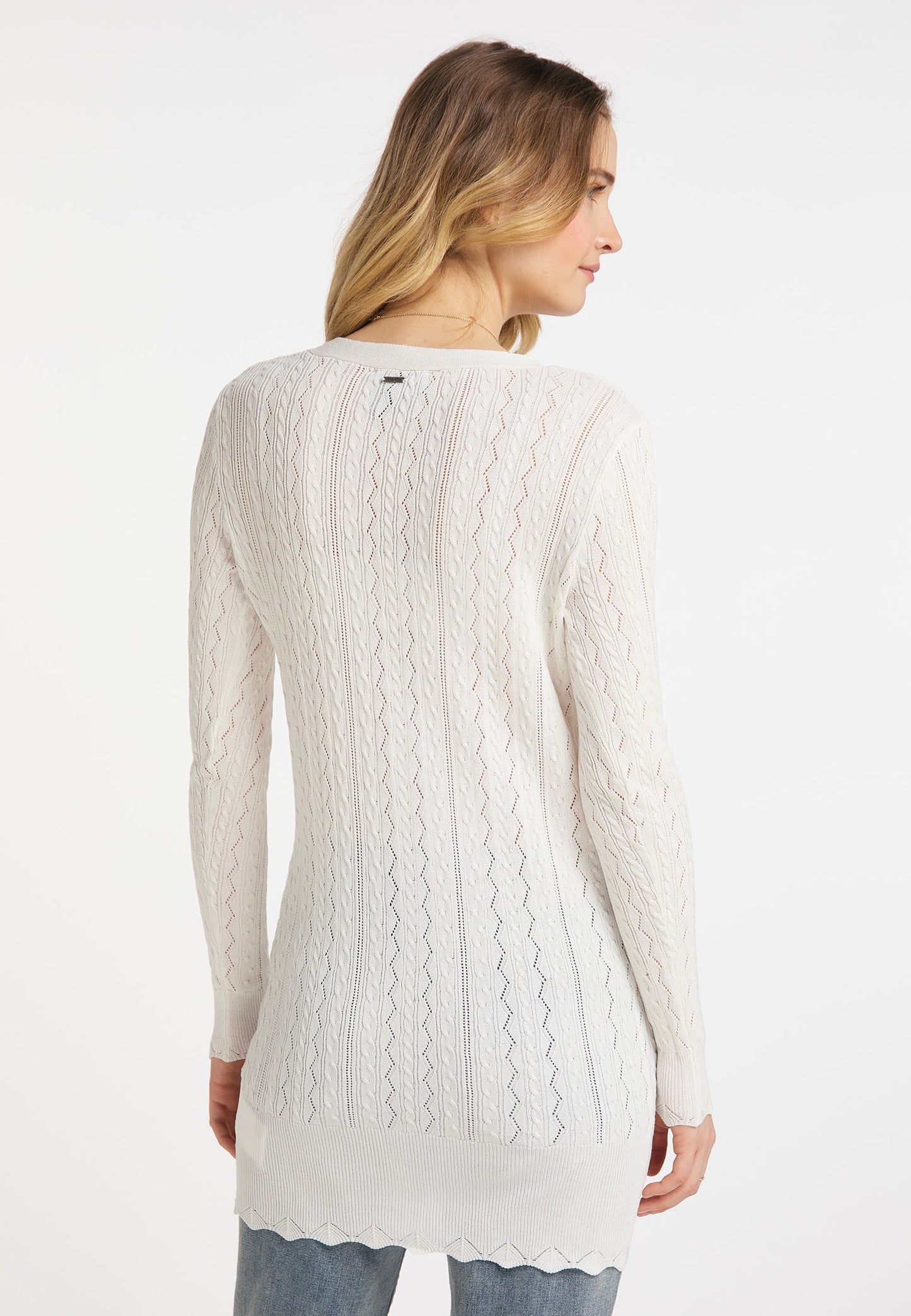DreiMaster Vintage Damen-Langstrickjacke aus Ajourstrick