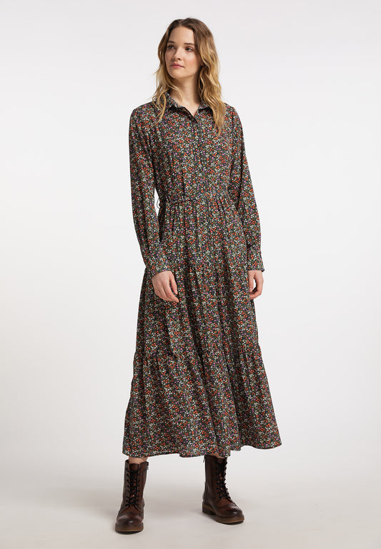 DreiMaster Vintage Damen-Maxikleid mit Blumenprint