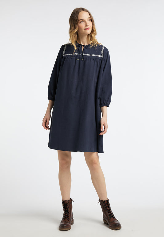 DreiMaster Vintage Damen-Midikleid mit Stickerei
