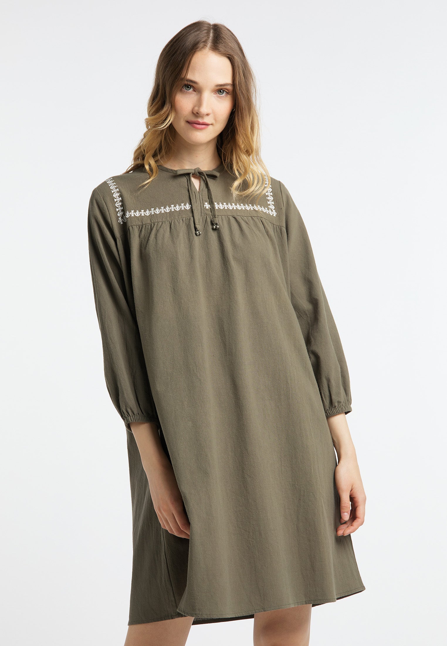 Midikleid mit Stickerei