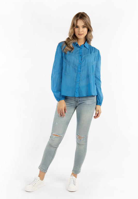 DreiMaster Vintage Women's Baumwollbluse mit Spitze