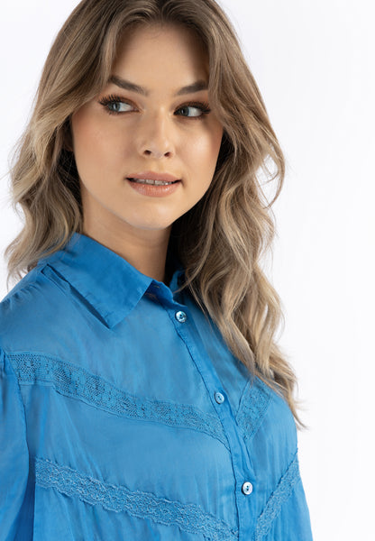 DreiMaster Vintage Women's Baumwollbluse mit Spitze